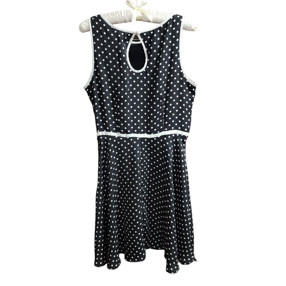 Lauren Conrad Women's Black Ivory Polka Dot Fully Lined Sleeveless Dress Sz 10 - Picture 3 of 6